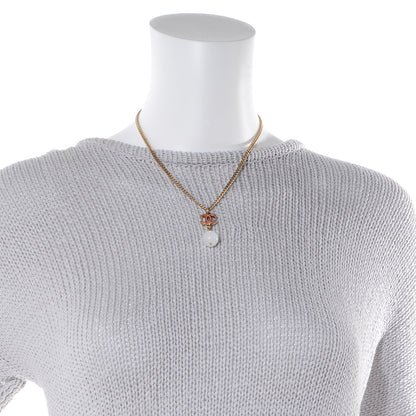Chanel CC Enamel Pearl Drop Necklace Pink 2 of 5