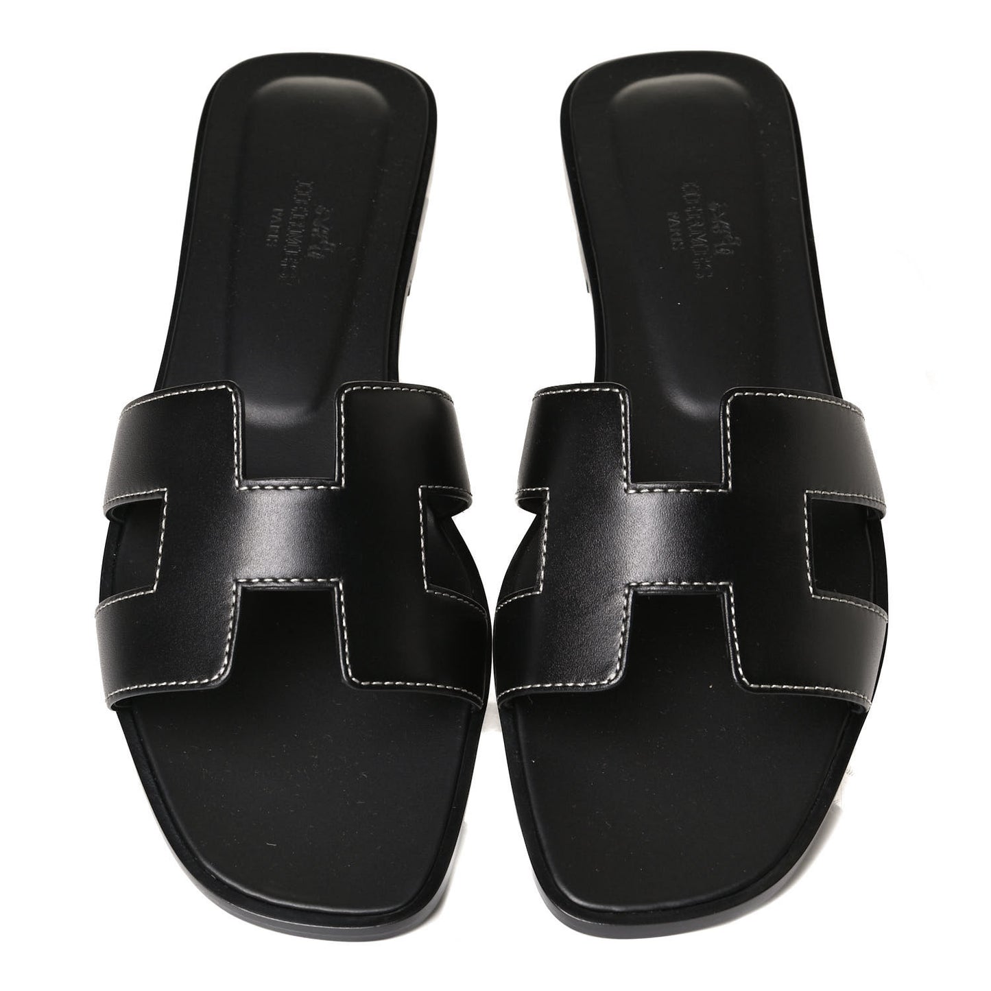 Box Calfskin Oran Sandals 37 Black