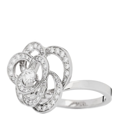 Chanel 18K White Gold Diamond Medium Fil de Camelia Ring 55 7.25 3 of 7