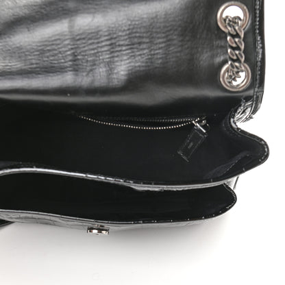 Saint Laurent Patent Crocodile Embossed Lambskin Monogram Medium Niki Chain Satchel Black 5 of 9