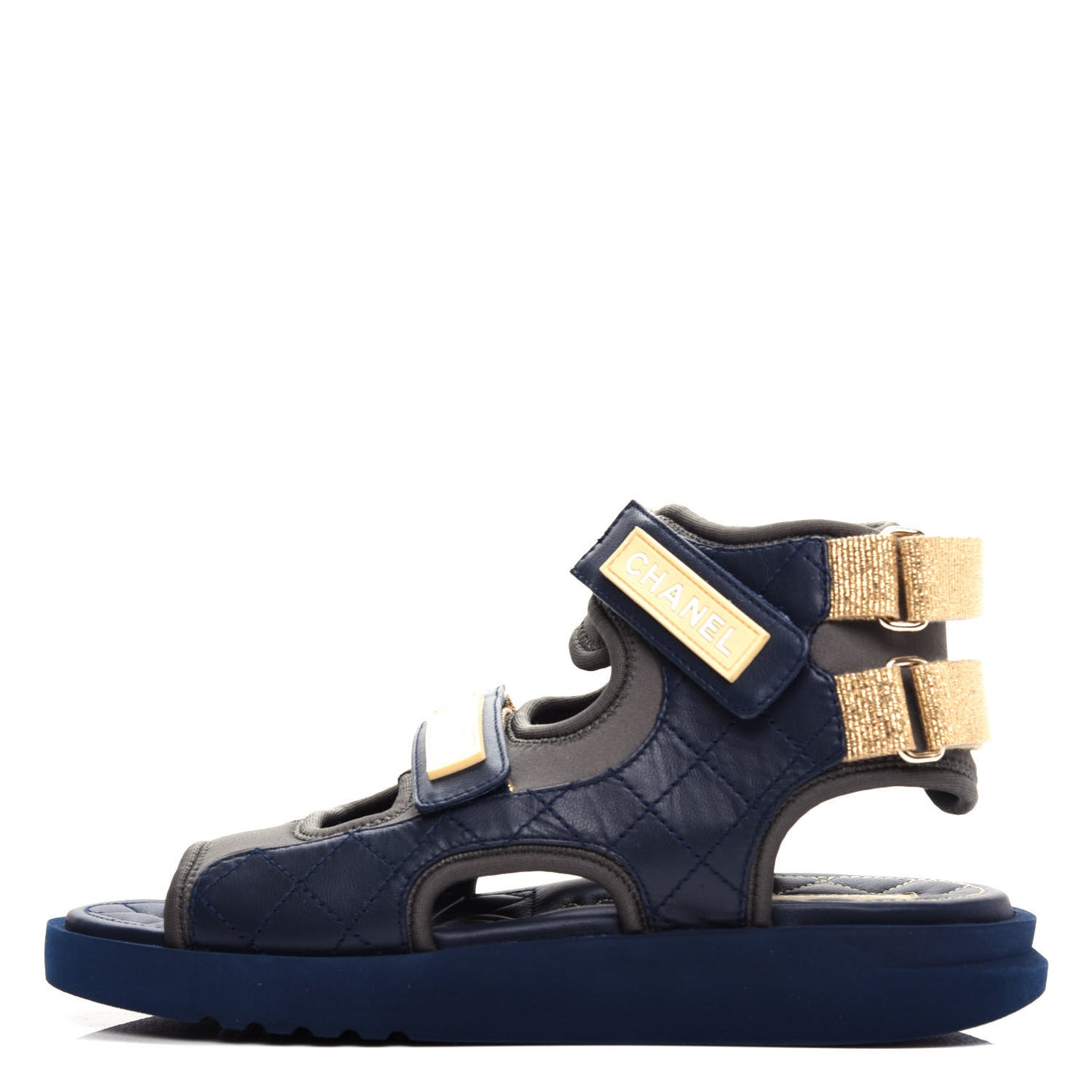 Goatskin Fabric TPU Gladiator Sandals 37 Navy Dark Grey Yellow