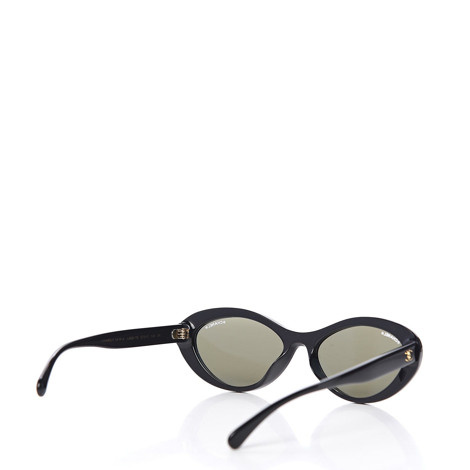 Chanel Acetate 24K Gold Mirror Oval Sunglasses 5416-A Black 4 of 7