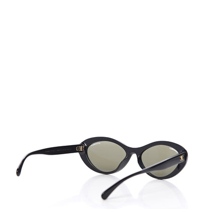 Chanel Acetate 24K Gold Mirror Oval Sunglasses 5416-A Black 4 of 7