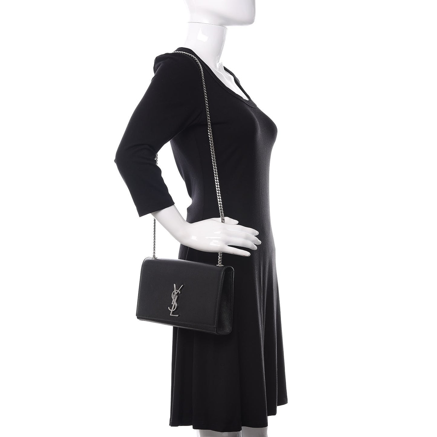 Grain De Poudre Medium Classic Monogram Kate Satchel Black