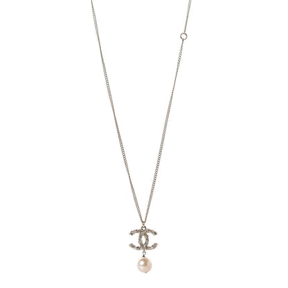 Chanel Pearl Crystal Twisted CC Drop Necklace Gold 1 of 6
