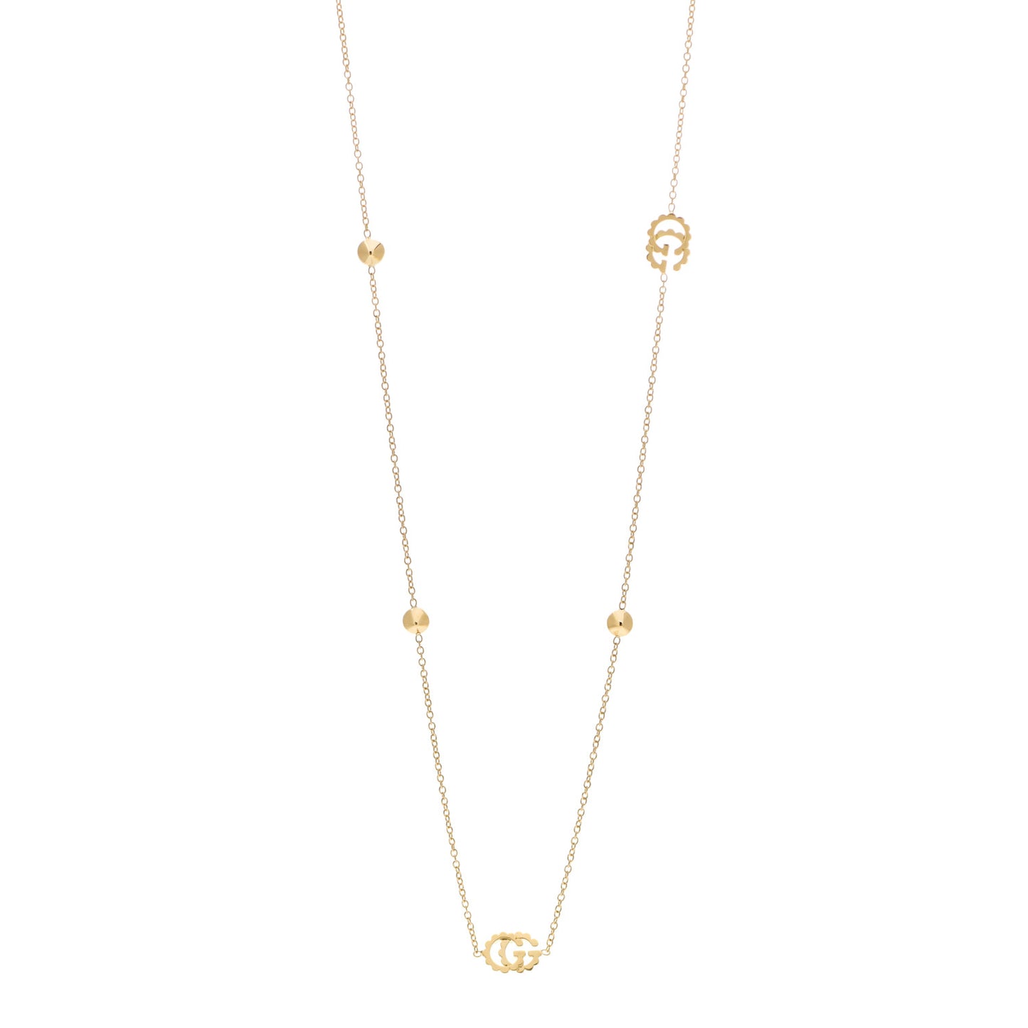18K Yellow Gold Blue Topaz Running G Station Necklace