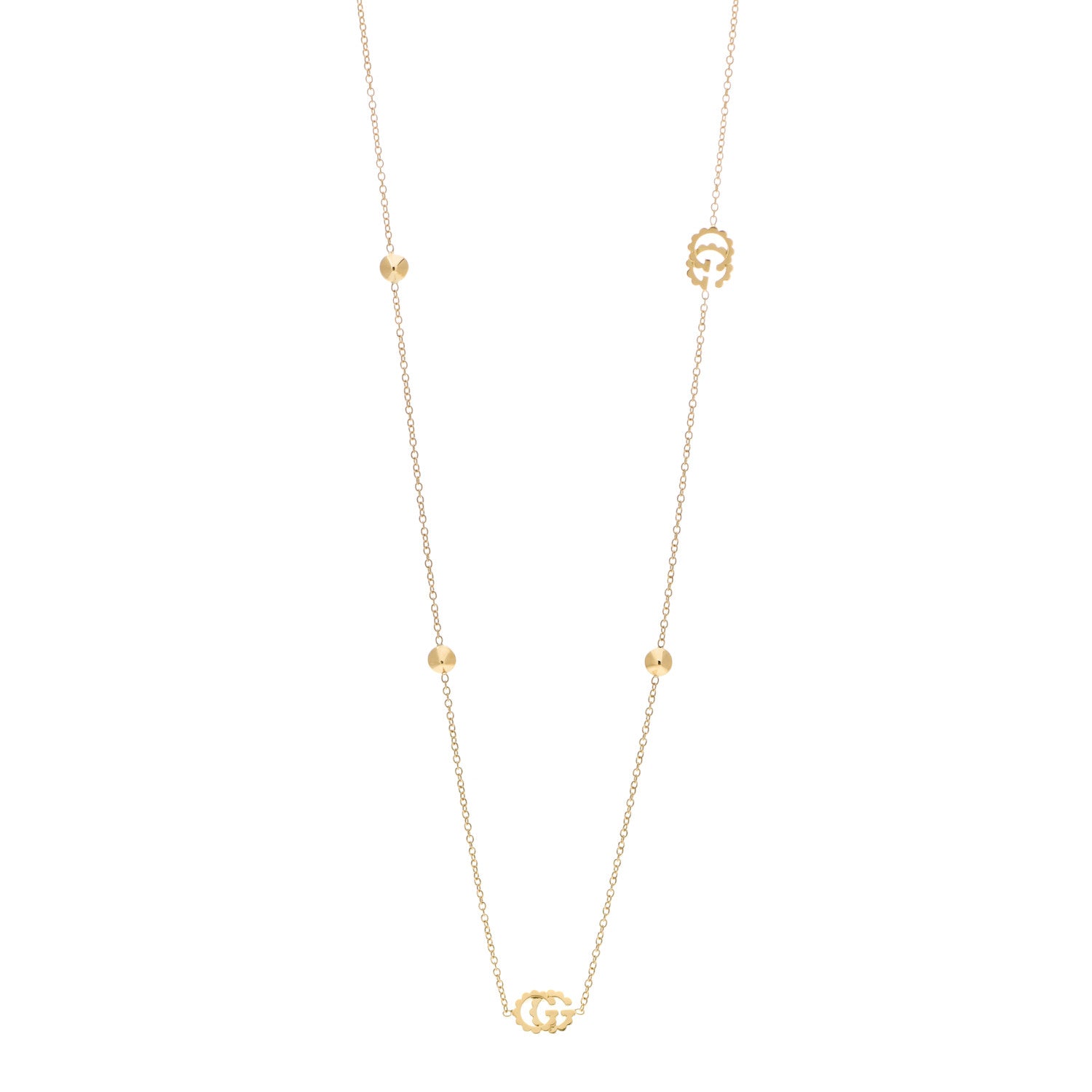 Gucci 18K Yellow Gold Blue Topaz Running G Station Necklace 1 of 5
