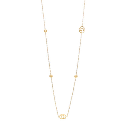 Gucci 18K Yellow Gold Blue Topaz Running G Station Necklace 1 of 5