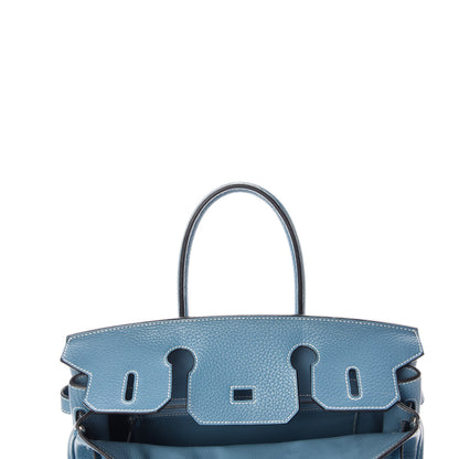 Hermes Taurillon Clemence Birkin 30 Blue Jean 10 of 40