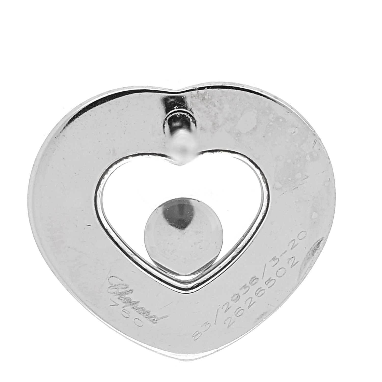 Chopard 18K White Gold Diamond Blue Sapphire Happy Diamonds Heart Earrings 4 of 4