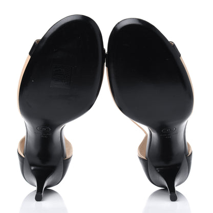 Chanel Lambskin Peep Toe Sandals 41 Beige Black 5 of 10