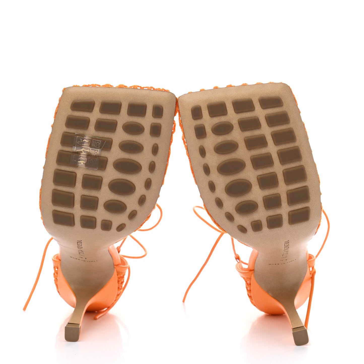 Mesh Nappa Stretch Ankle Tie Sandals 41 Tangerine