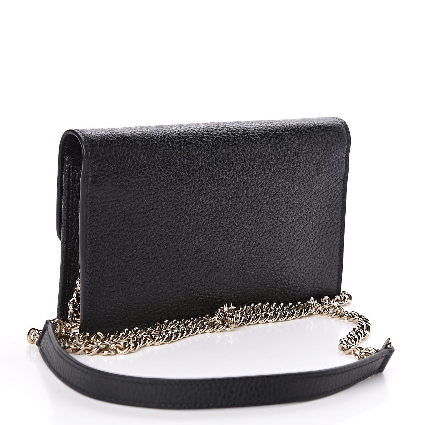 Dollar Calfskin Interlocking G Chain Wallet Black