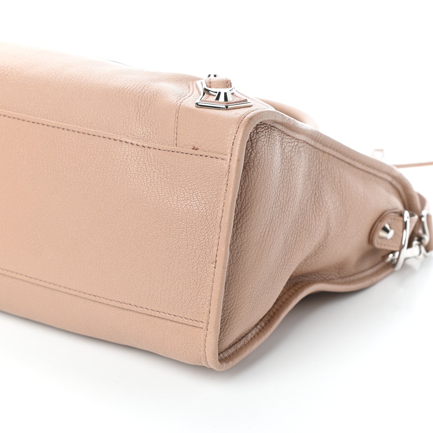 Shiny Goatskin Silver Metallic Edge Hardware City Rose Des Sables