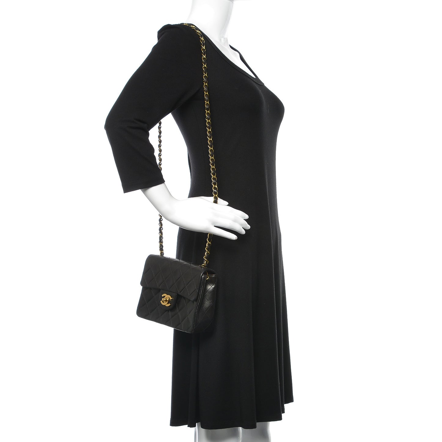 Lambskin Quilted Mini Square Flap Black