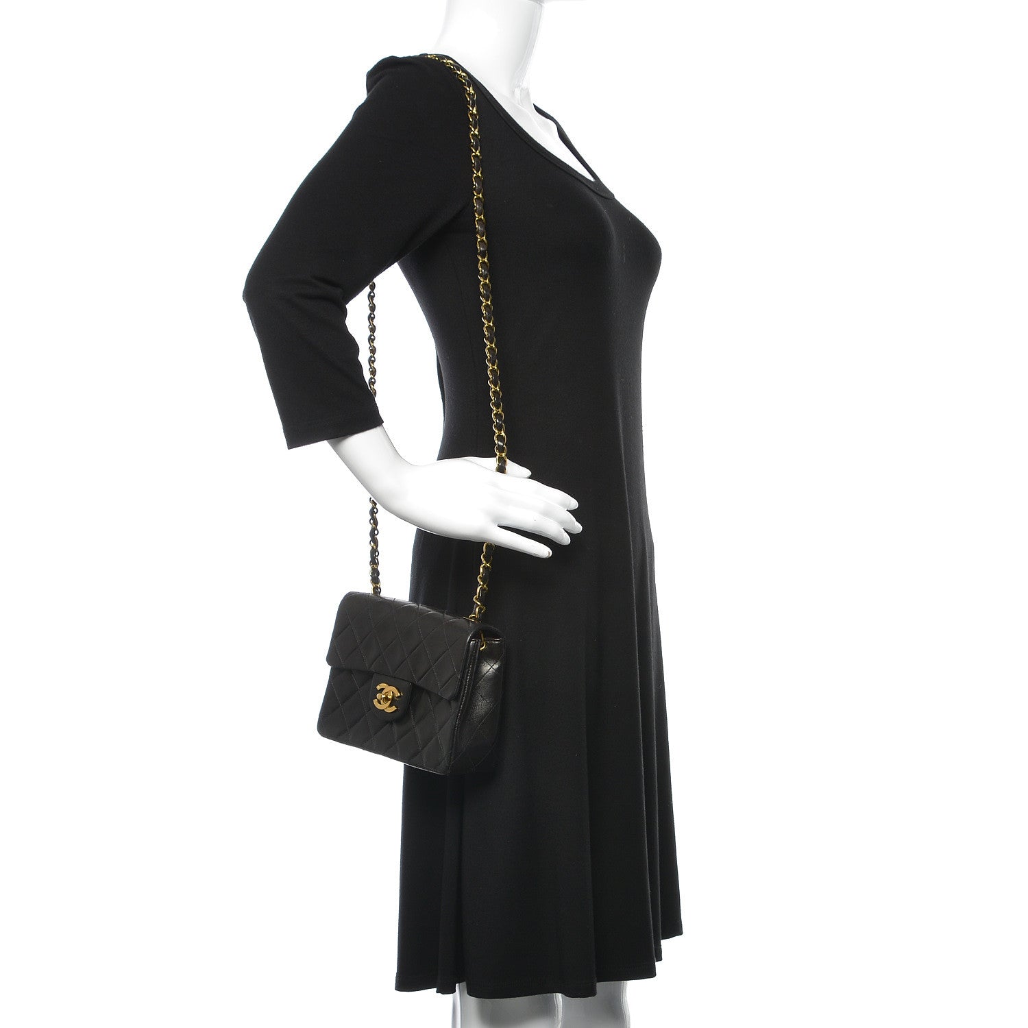 Chanel Lambskin Quilted Mini Square Flap Black 2 of 10