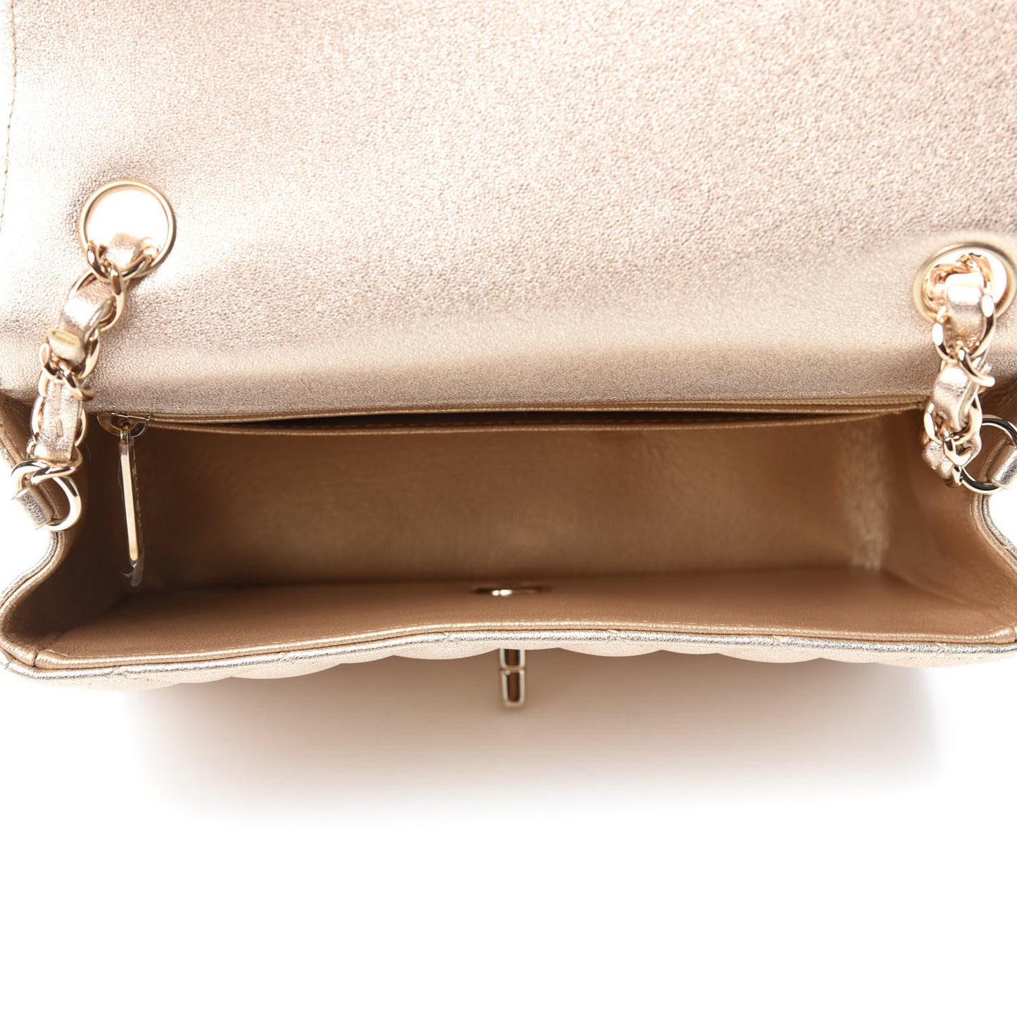 Metallic Lambskin Quilted Mini Rectangular Flap Gold