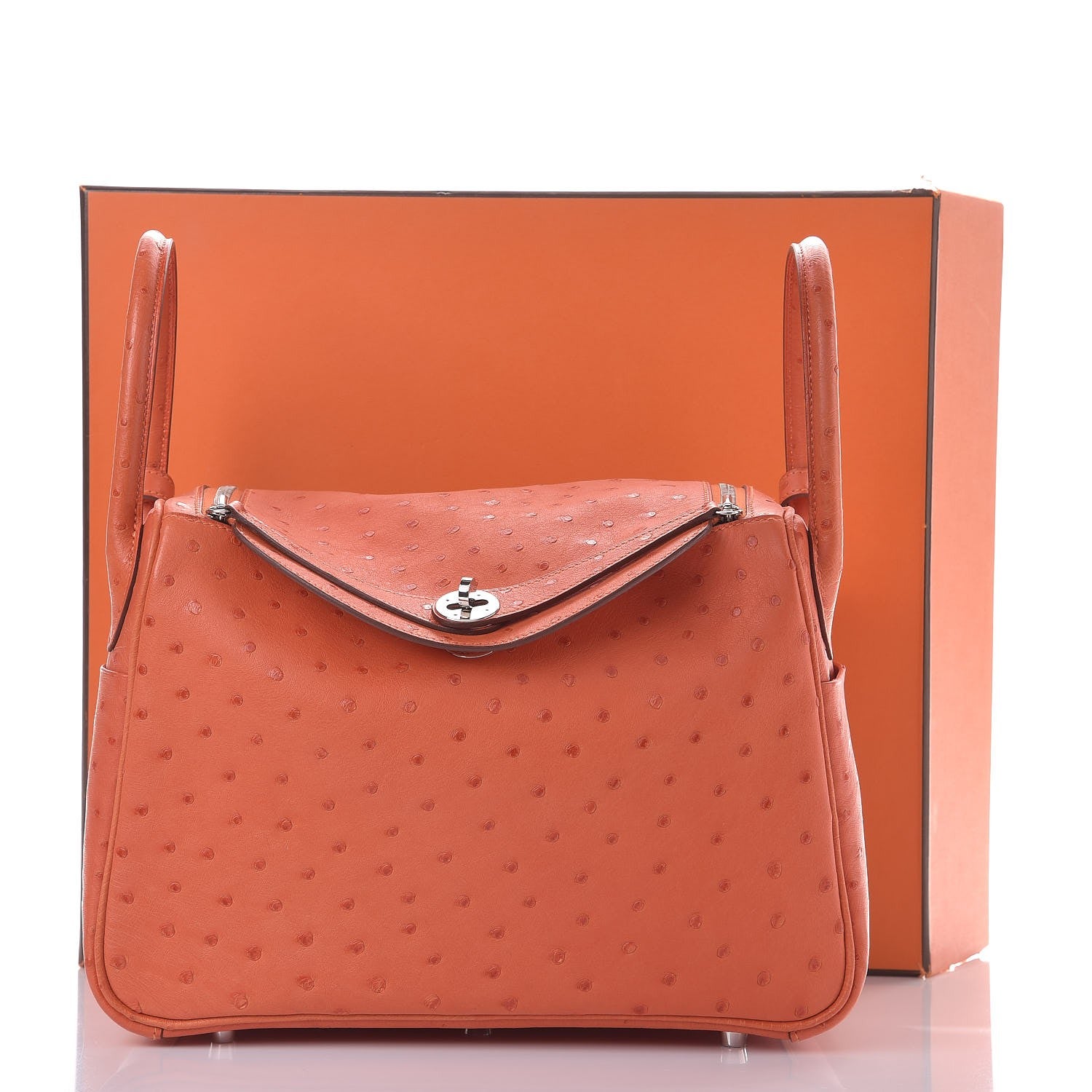 Hermes Ostrich Lindy 30 Tangerine 8 of 8