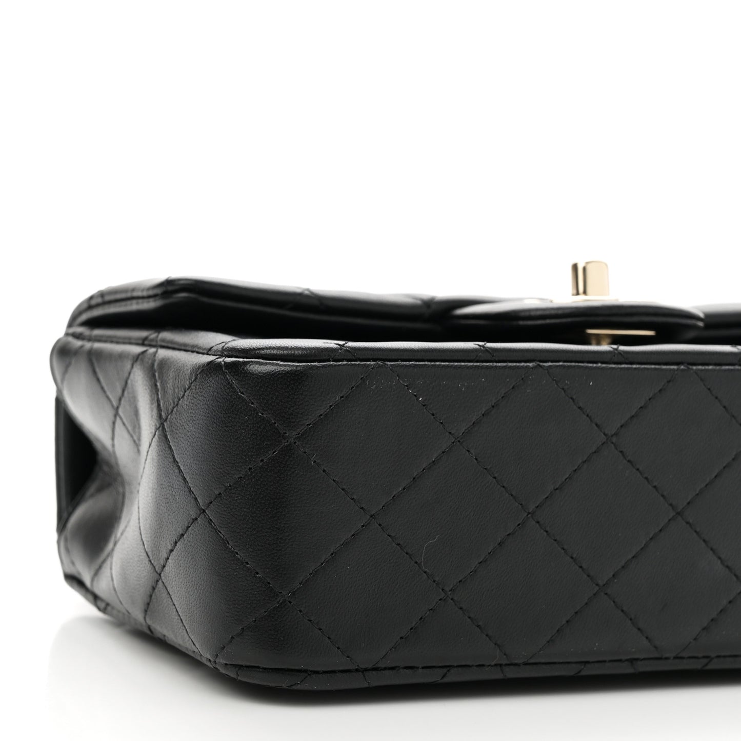 Lambskin Quilted Mini Top Handle Rectangular Flap Black