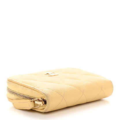 Chanel Caviar Quilted Zip Coin Purse Yellow 5 of 12