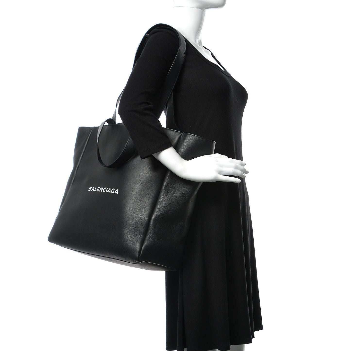 Calfskin Logo Medium Tote Black