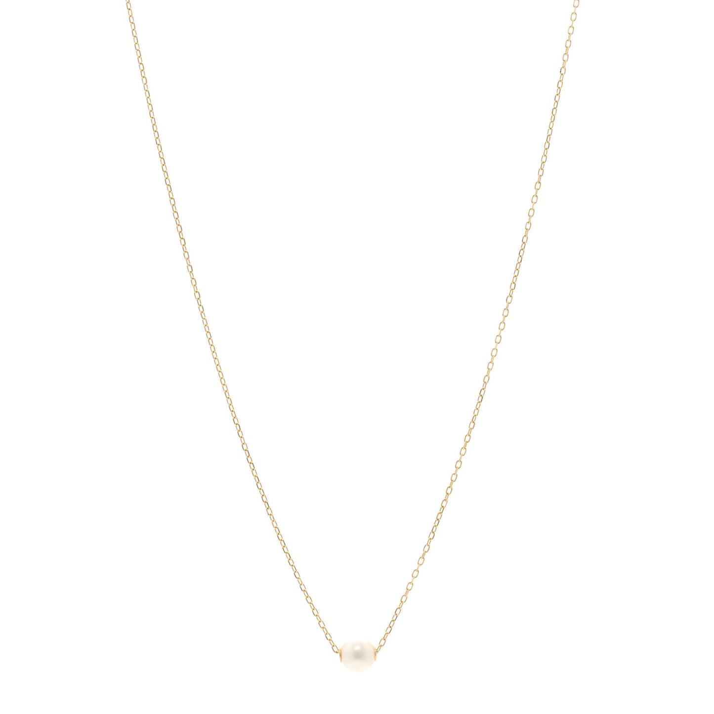 18K Yellow Gold Akoya Cultured Pearl 7mm Single Pendant Necklace