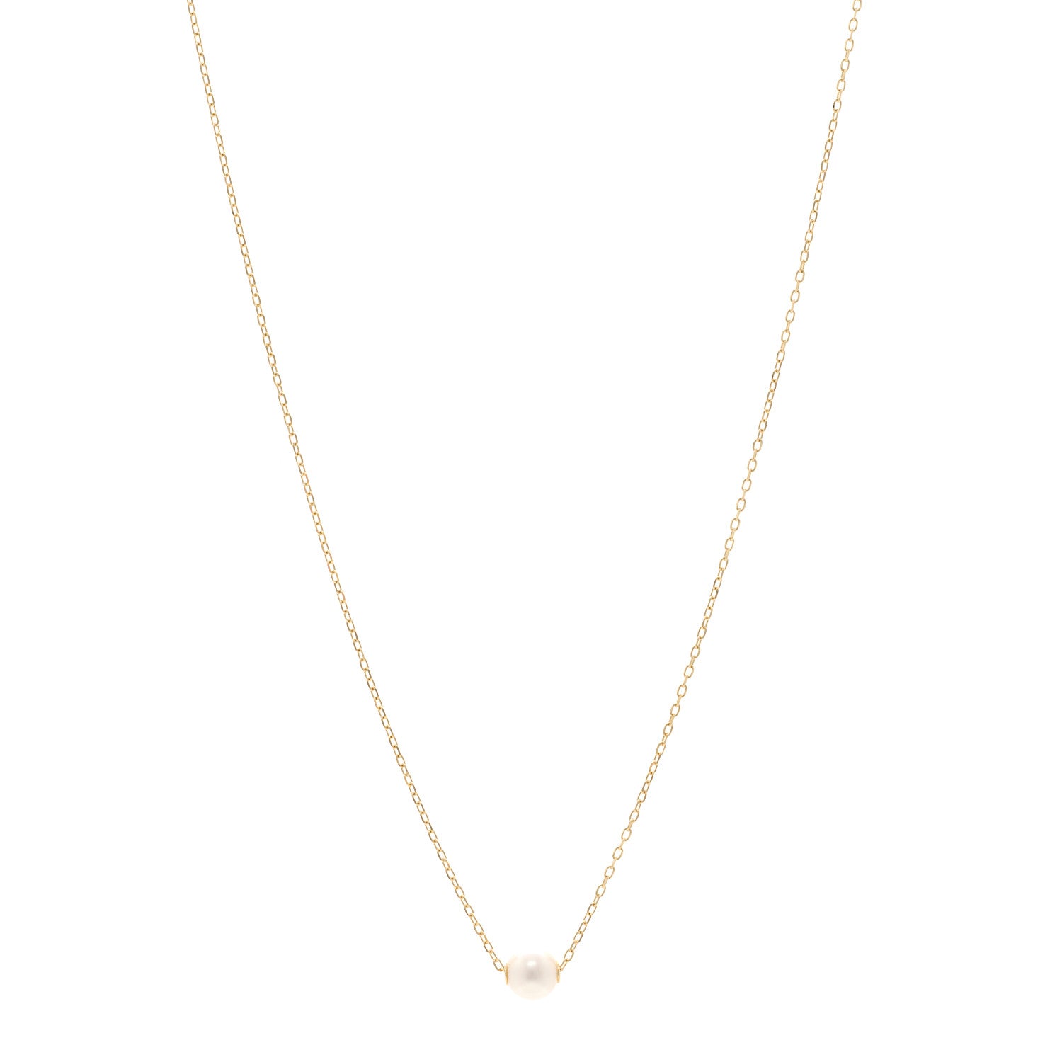 Mikimoto 18K Yellow Gold Akoya Cultured Pearl 7mm Single Pendant Necklace 1 of 5