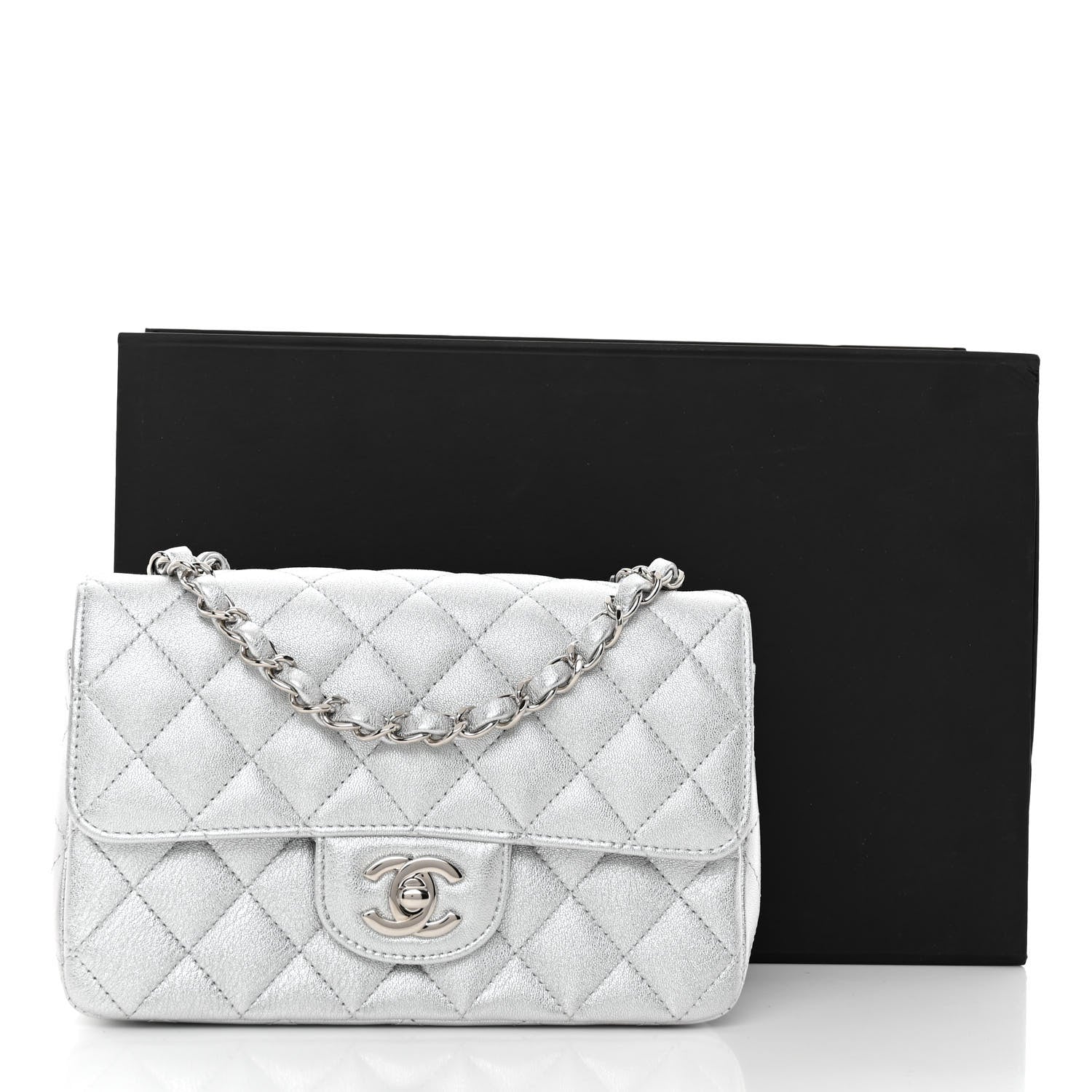 Chanel Metallic Lambskin Quilted Mini Rectangular Flap Silver 11 of 11