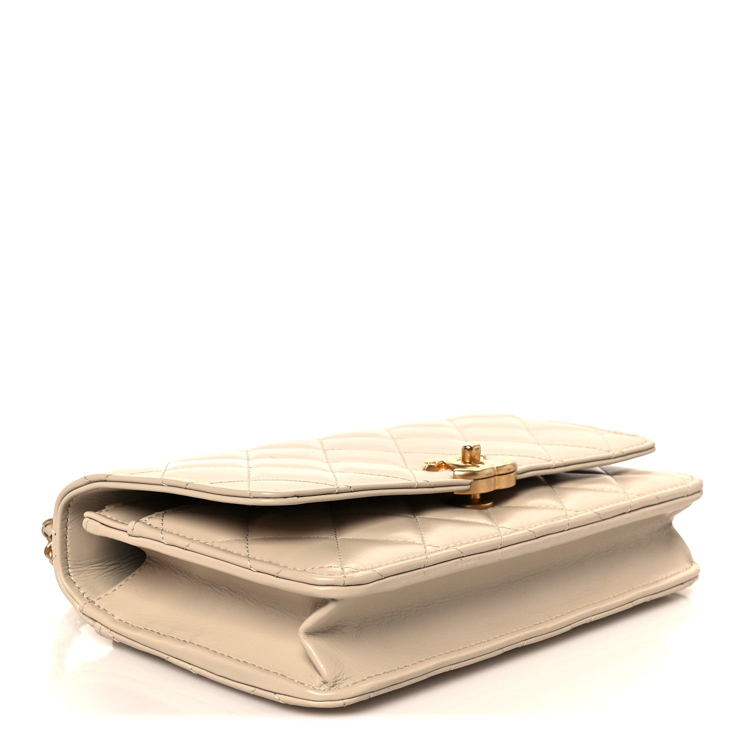 Chanel Calfskin Quilted Perfect Fit Wallet On Chain WOC Beige 4 of 11