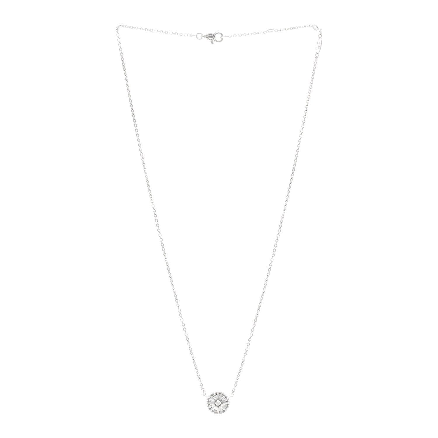 Christian Dior 18K White Gold Diamond Rose Des Vents Necklace 3 of 4