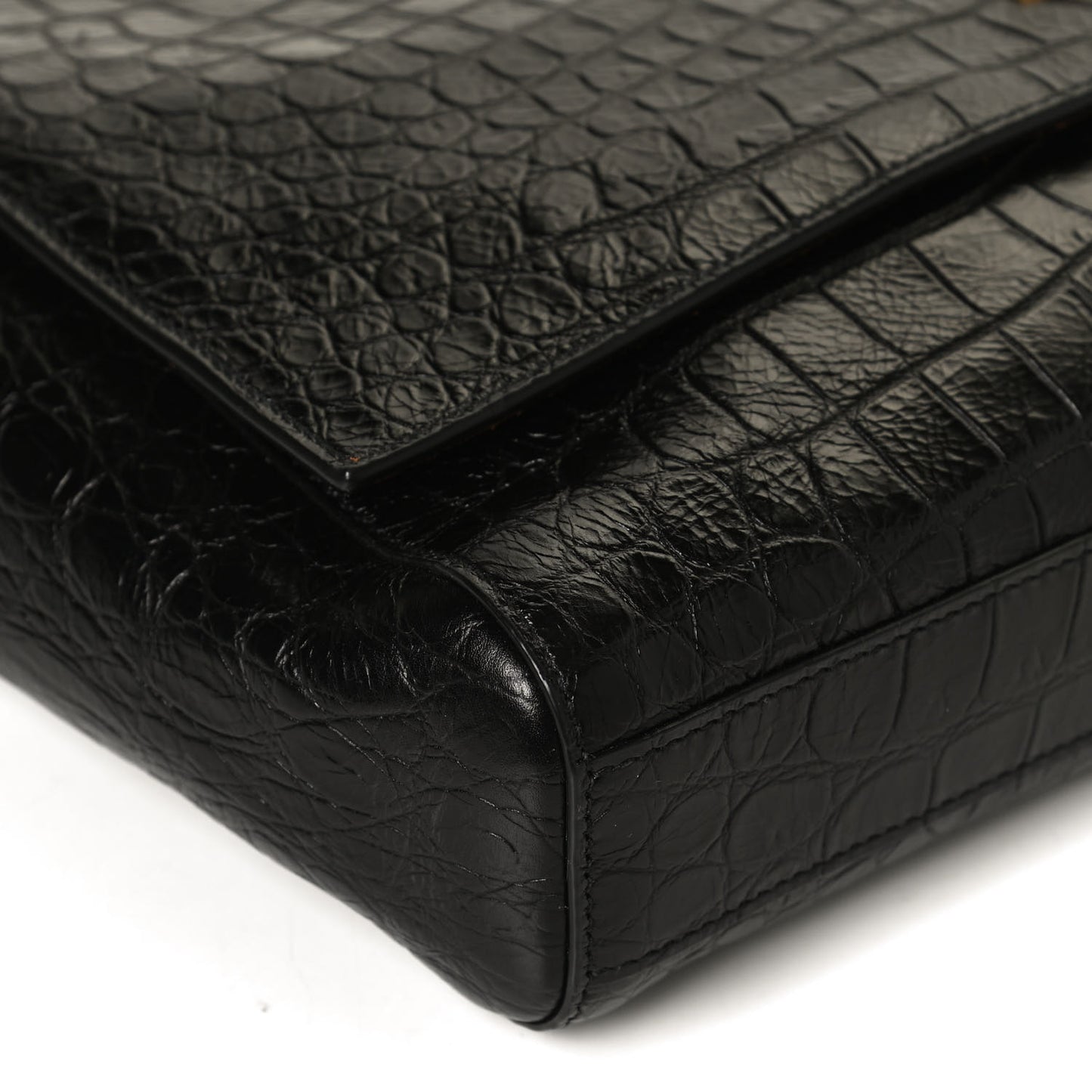 Calfskin Crocodile Embossed Suede Medium Reversible Monogram Kate Satchel Military Taupe