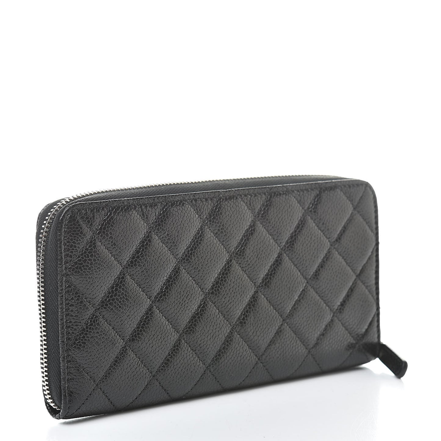 Caviar Quilted Large Gusset Zip Around Wallet Black