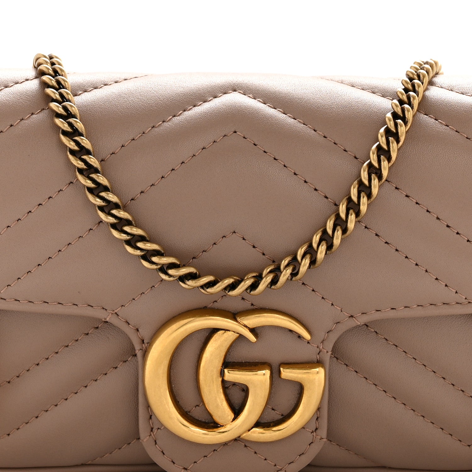Gucci Calfskin Matelasse Super Mini GG Marmont Shoulder Bag Porcelain Rose 8 of 11