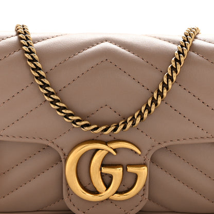 Gucci Calfskin Matelasse Super Mini GG Marmont Shoulder Bag Porcelain Rose 8 of 11