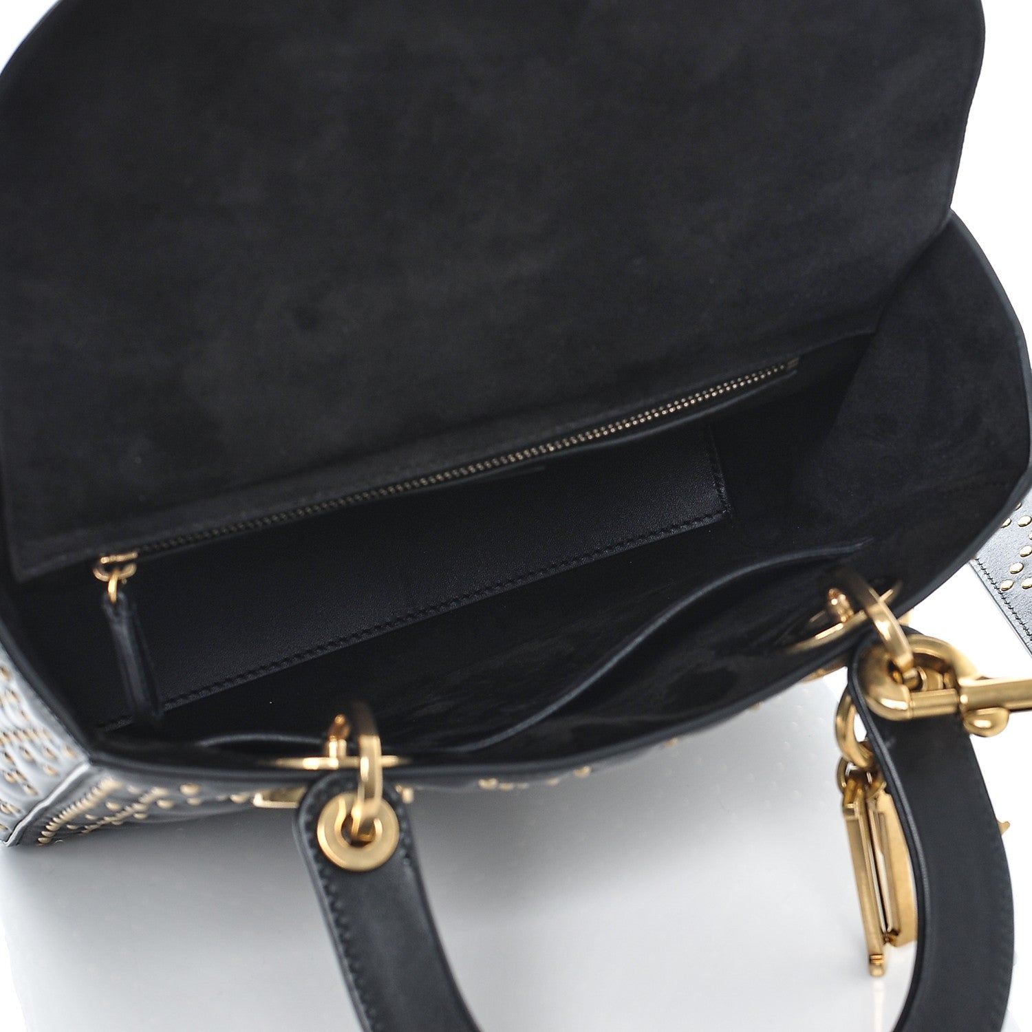 Christian Dior Calfskin Cannage Studded Medium Supple Lady Dior Black 5 of 6