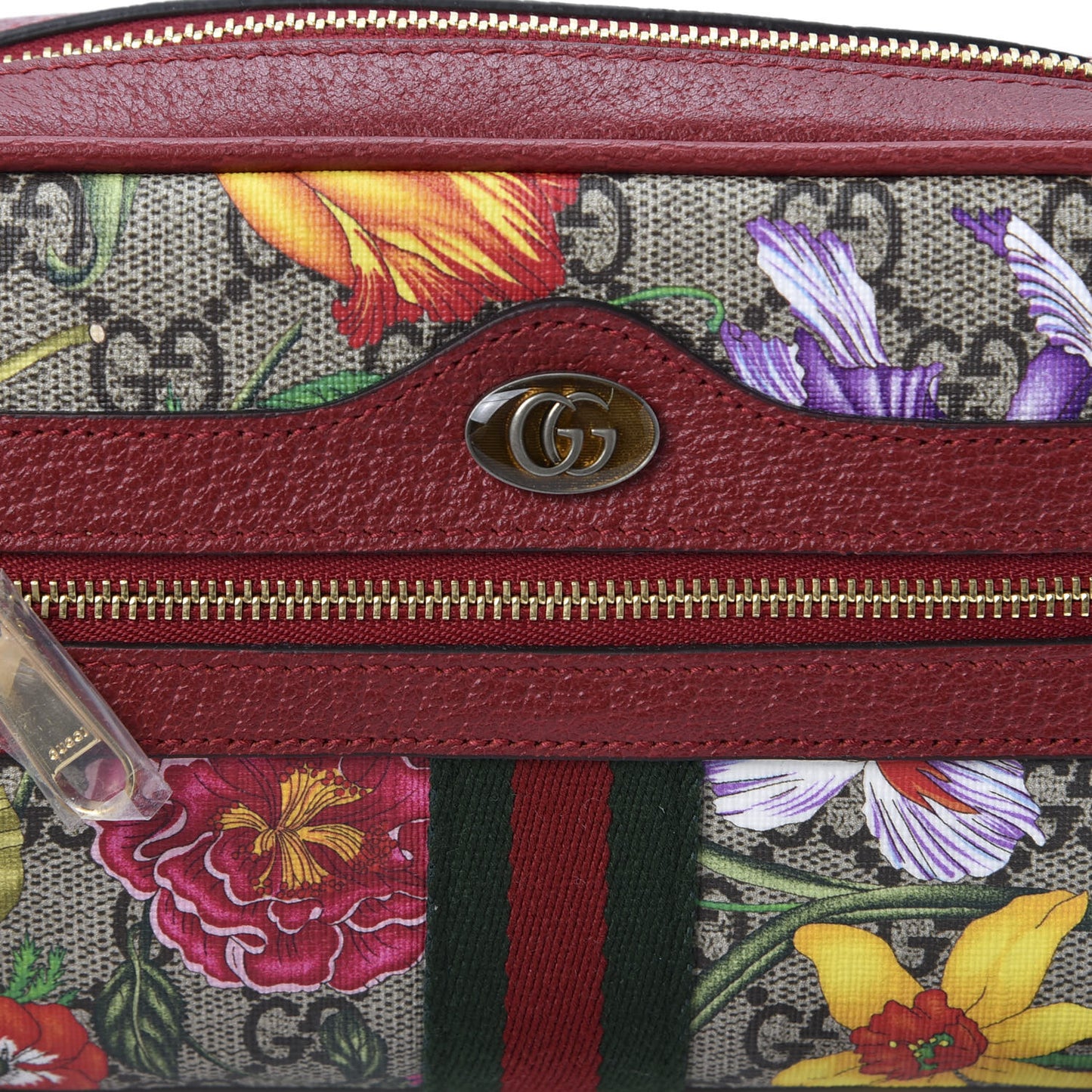 GG Supreme Monogram Flora Web Mini Ophidia Shoulder Bag Red