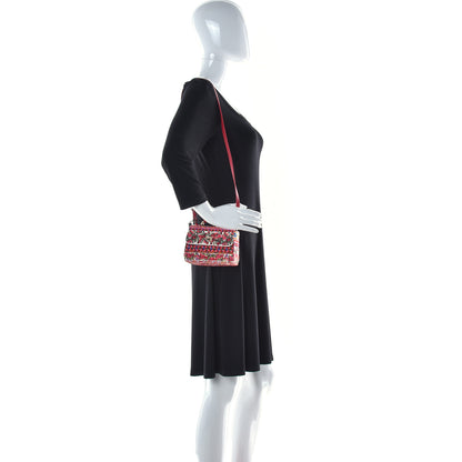 Dolce & Gabbana Woven Cotton Calfskin Floral Micro Sicily Satchel Red Multicolor 2 of 9