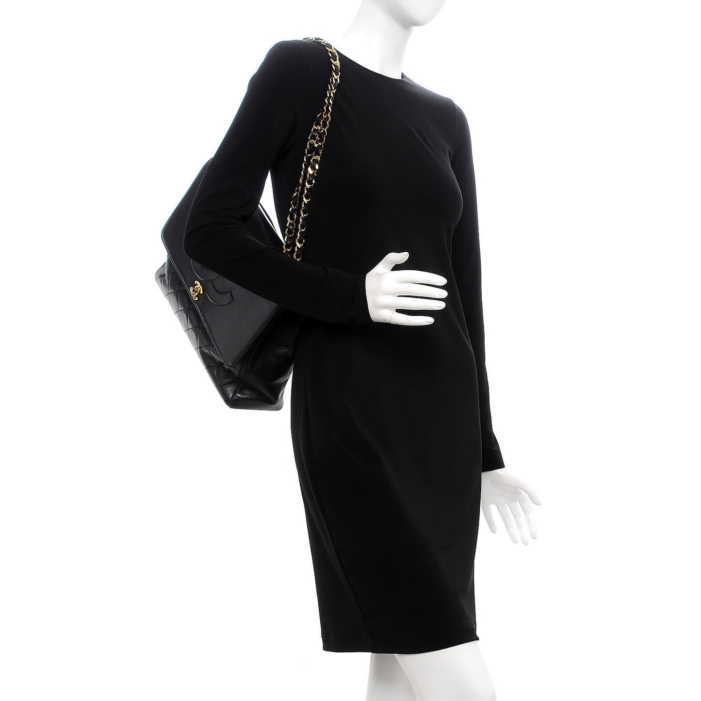Lambskin Quilted XL Jumbo Single Flap Black
