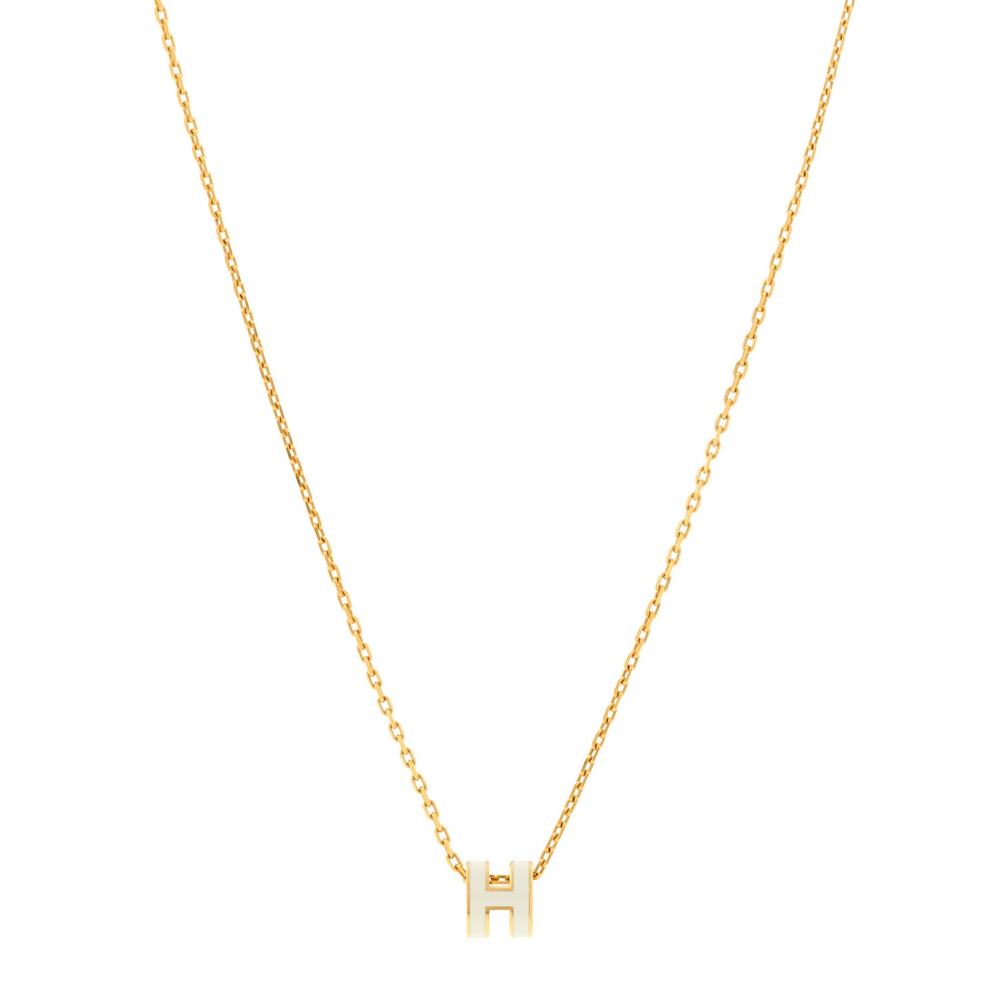 Lacquered Gold Mini Pop H Pendant Necklace White