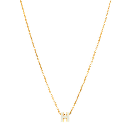 Hermes Lacquered Gold Mini Pop H Pendant Necklace White 1 of 7