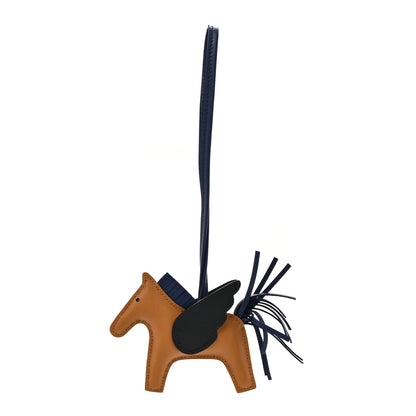 Hermes Milo Lambskin Grigri Rodeo Pegase Horse Bag Charm PM Sesame Black Bleu Saphir 1 of 5