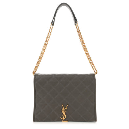Saint Laurent Lambskin Quilted Mini Becky Chain Bag Grey Kaki 1 of 13