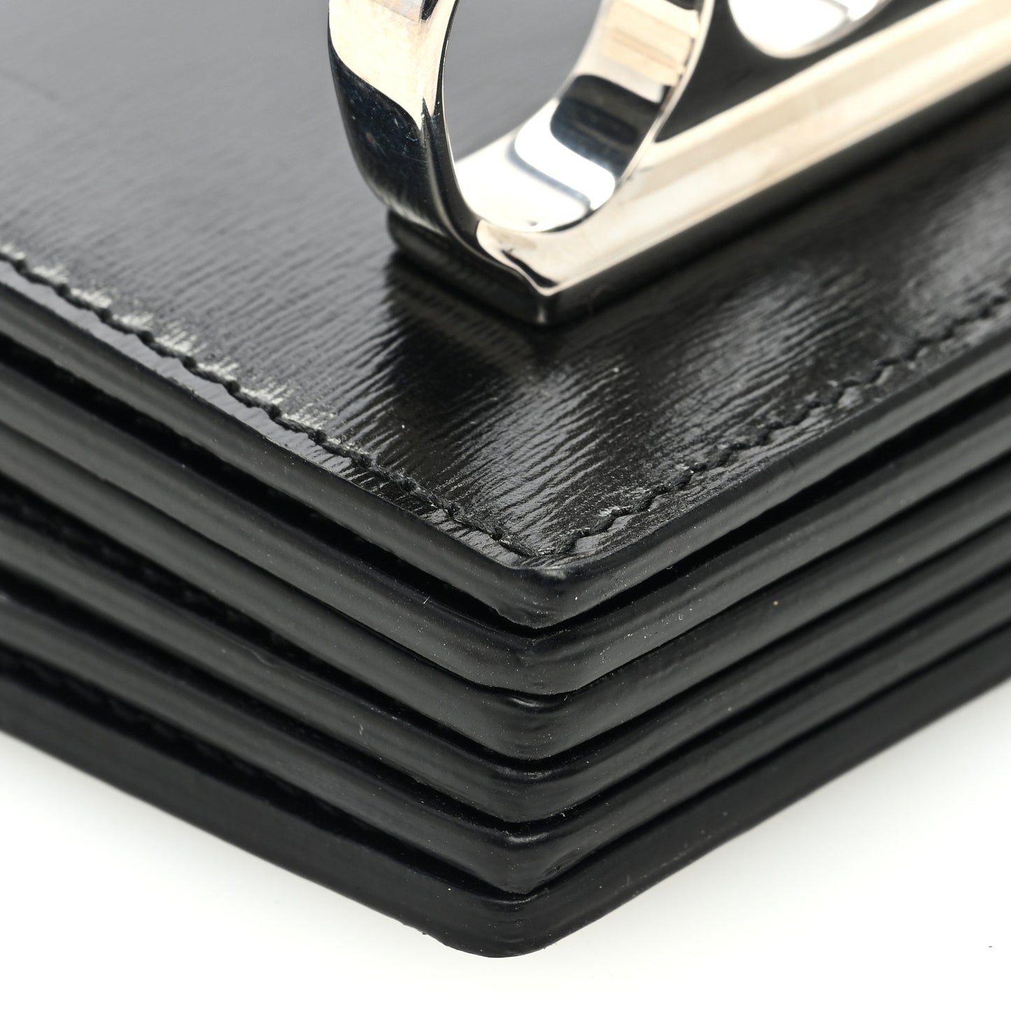Smooth Calfskin Micro The Four Ring Knuckle Chain Shoulder Bag Black