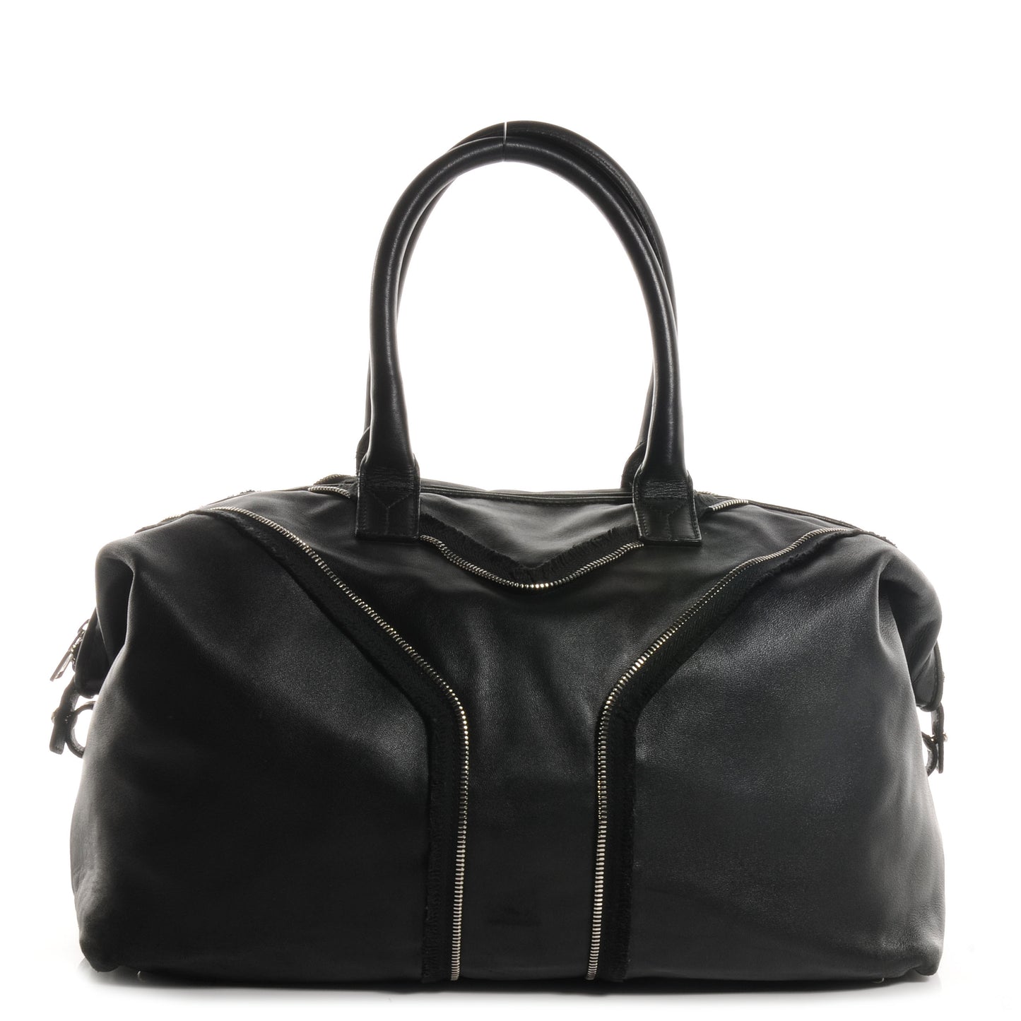 Coated Lambskin Easy Y Rock Zip Tote Black