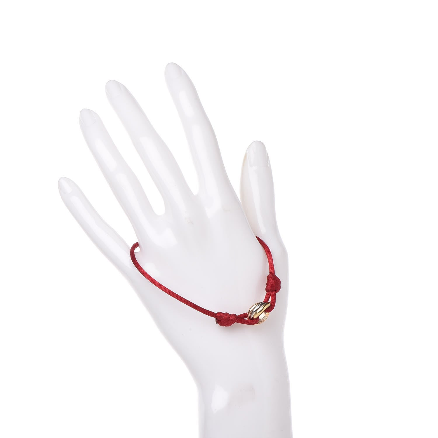 Cartier 18K Pink Yellow White Gold Trinity Cord Bracelet Red 2 of 7