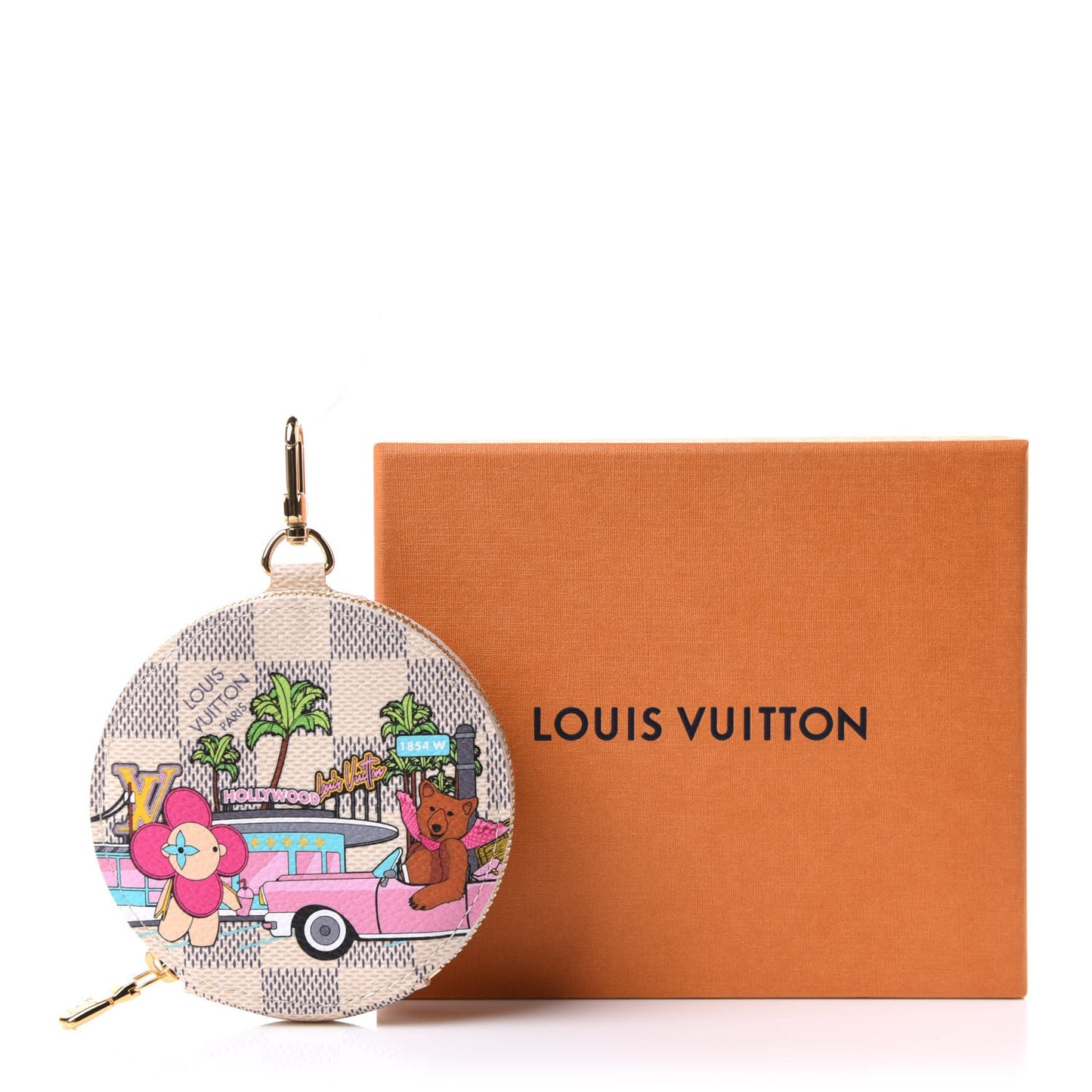 Damier Azur 2021 Christmas Animation Hollywood Bag Charm Fuchsia