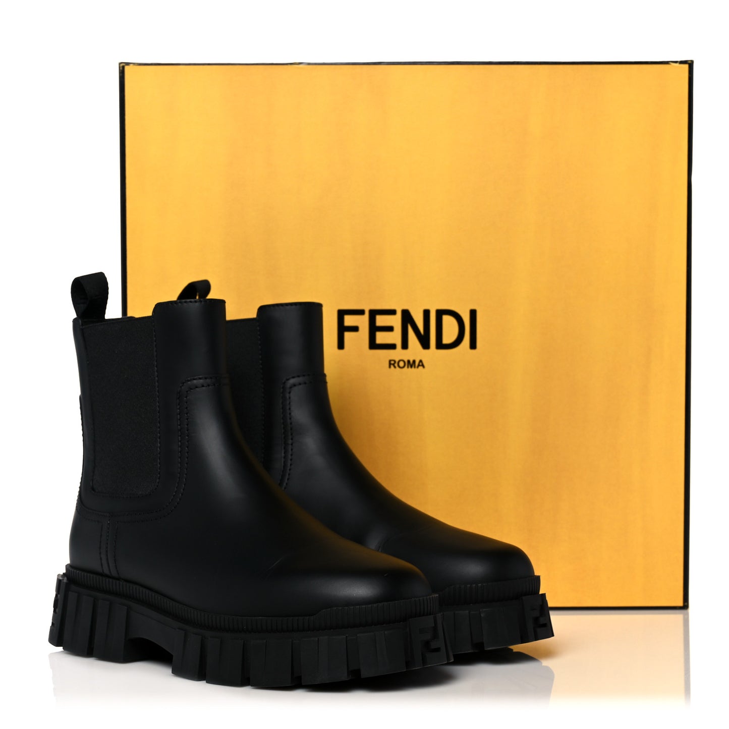 Calfskin Rubber Fendi Force Chelsea Boots 38 Black