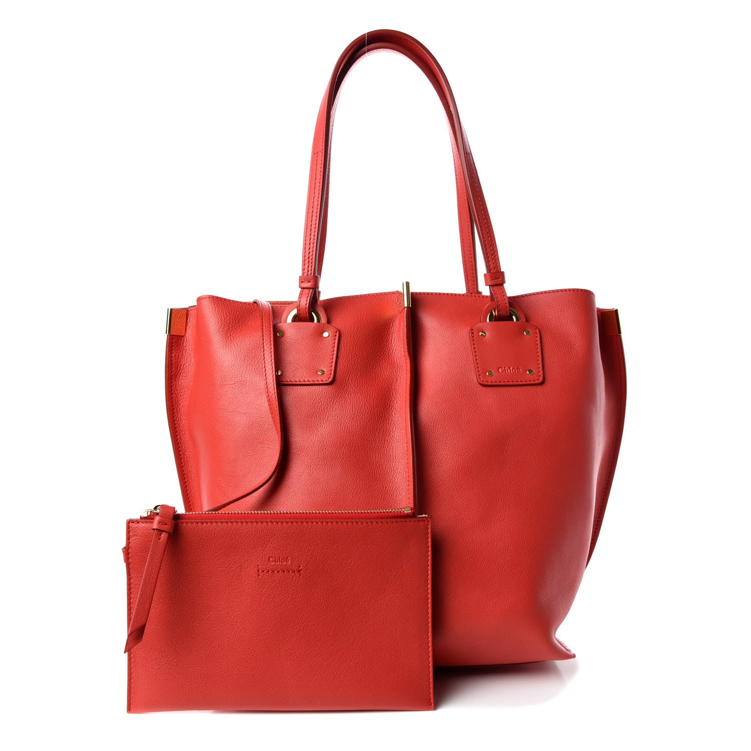 Chloe Smooth Calfskin Medium Vick Tote Plaid Red 1 of 7