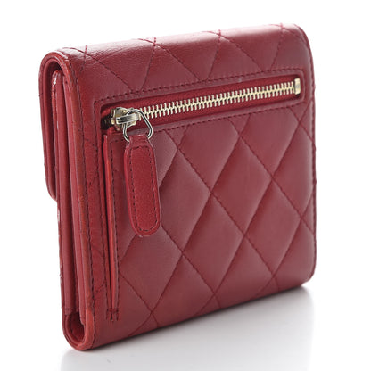 Chanel Lambskin Quilted Small Compact Wallet Red 3 of 8