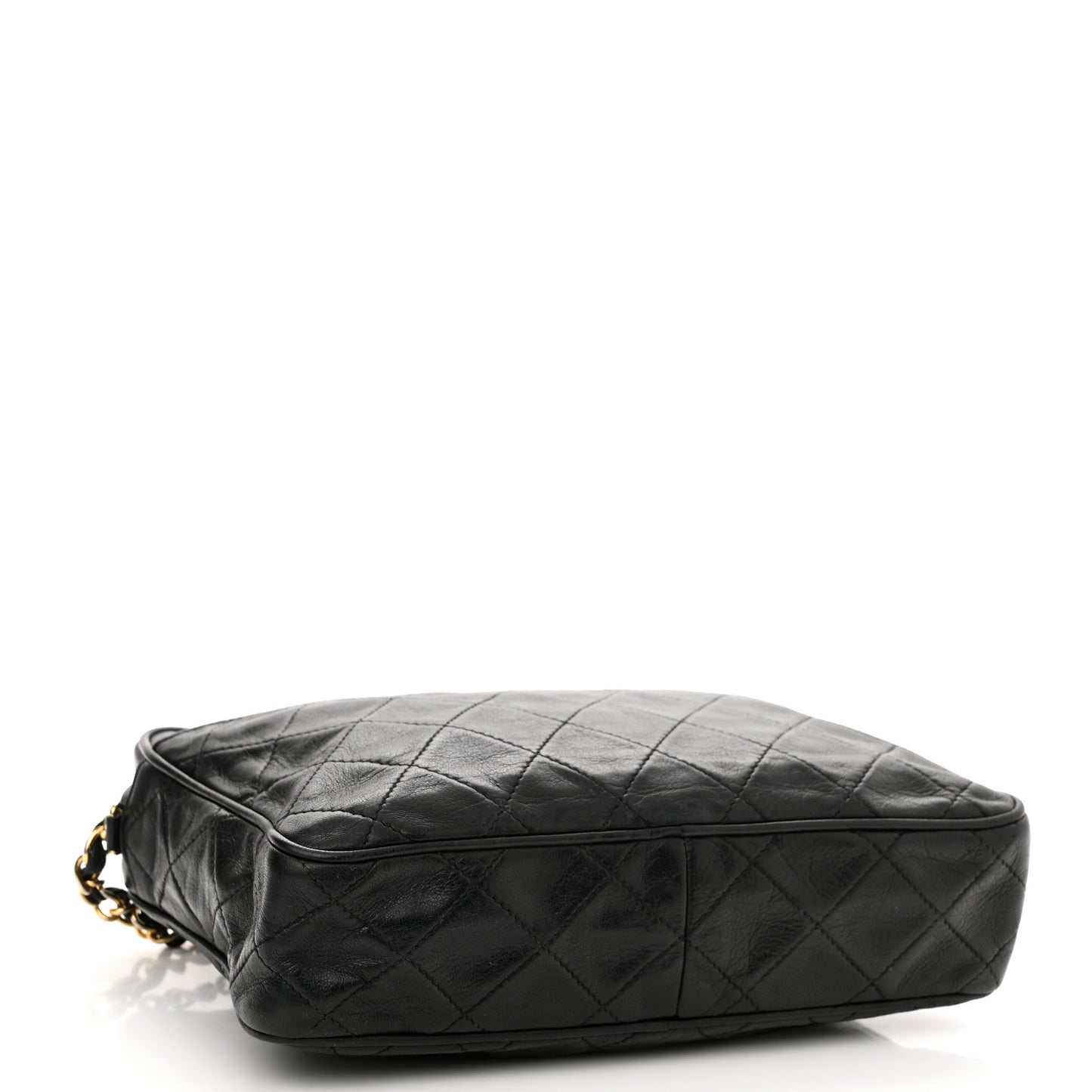 Lambskin Quilted Tassel Camera Case Black
